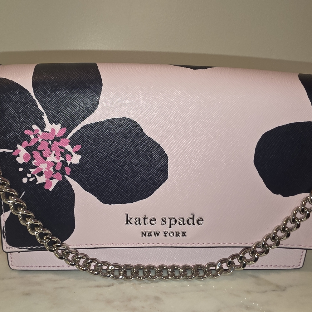 Kate Spade Cameron Grand Floral Pink Navy Crossbody Shoulder Bag